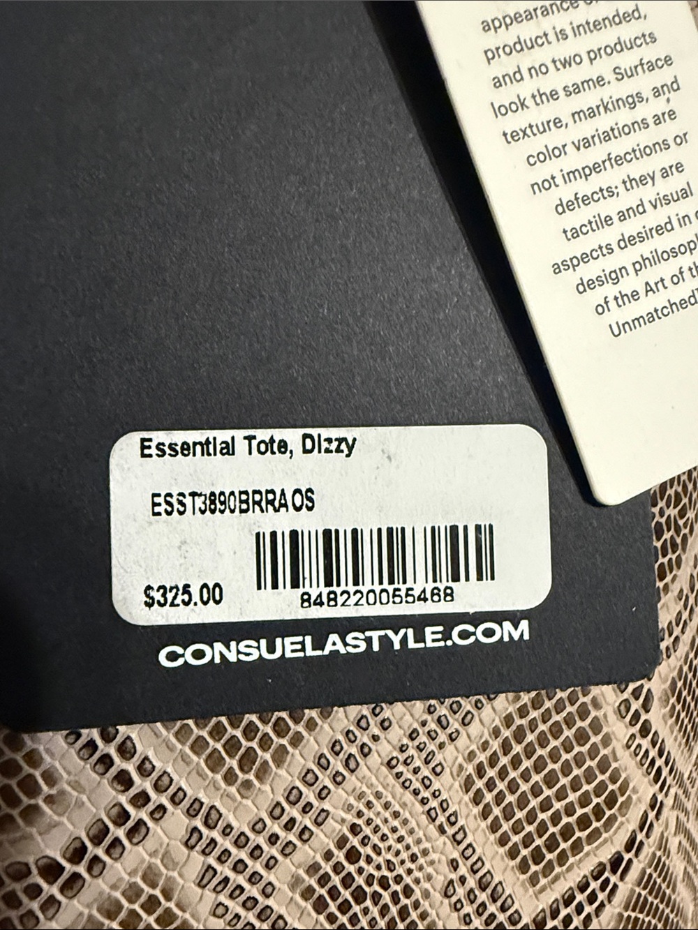 Consuela Neutral Snake-Print Tote with Tan Leather Accents - Picture 3 of 7